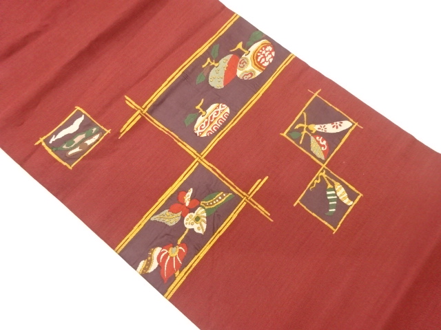 野菜・果実模様織出し名古屋帯